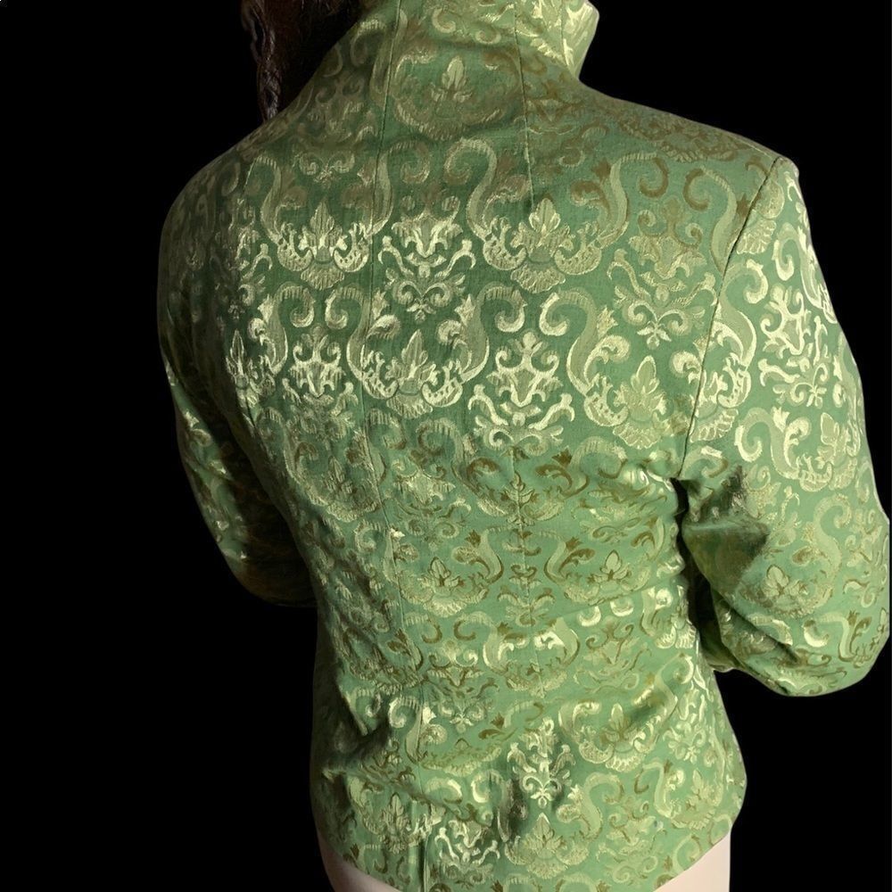 Vintage-Style Green & Gold Brocade Mandarin Jacket | Disney | Small | China - Picture 5 of 11